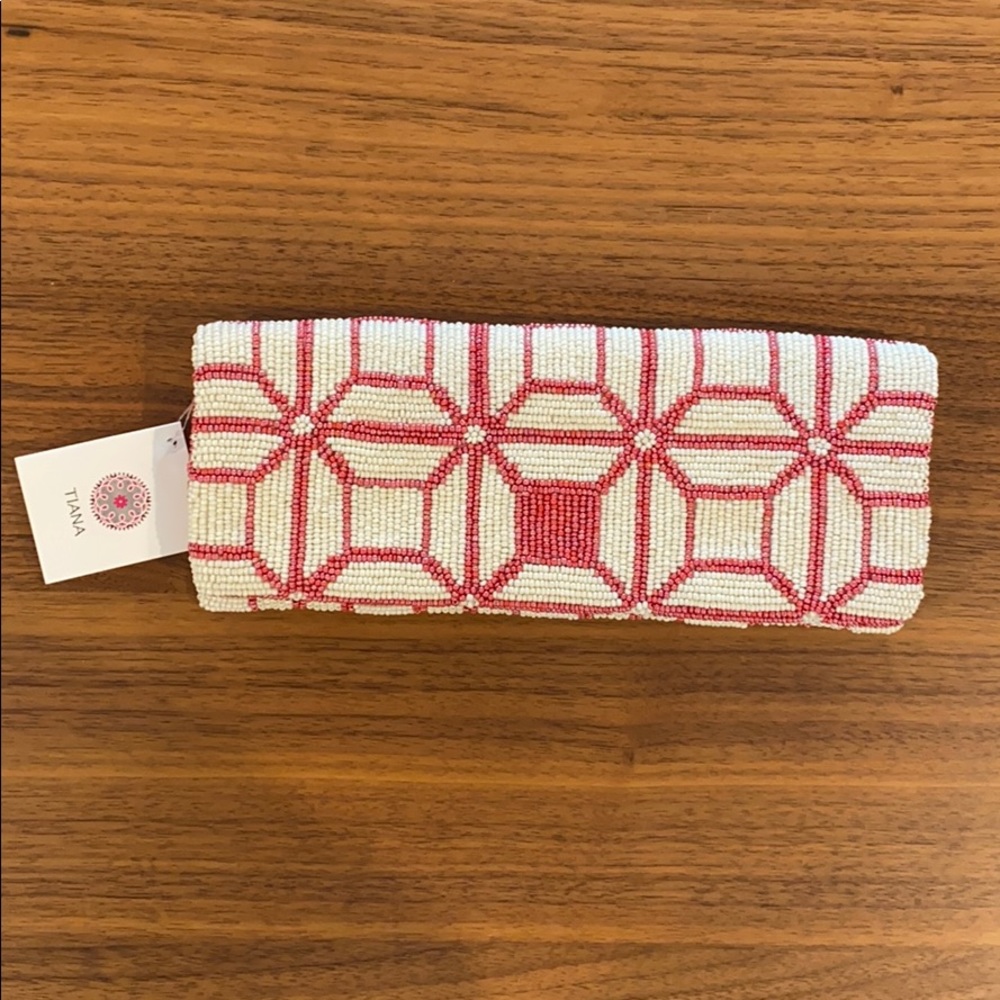 Tiana foldover hand beaded clutch